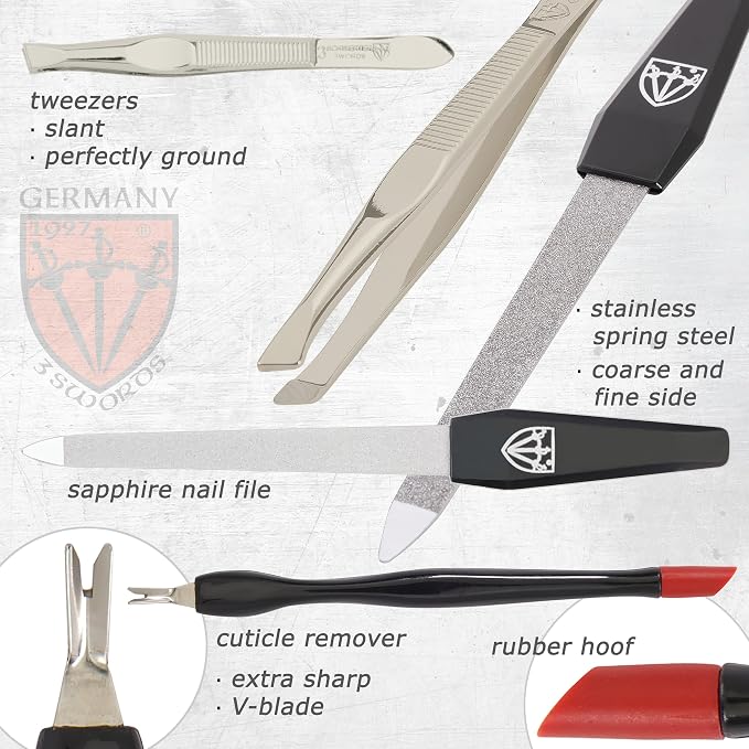 3 Swords Germany – brand quality 8 piece manicure pedicure grooming kit set - Image 4