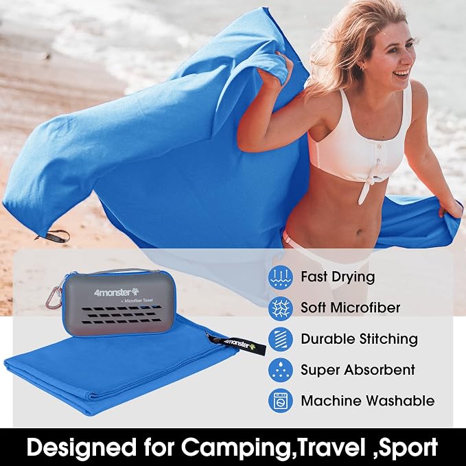 4Monster Camping Towels Super Absorbent, Fast Drying Microfiber Travel Towel - Image 2