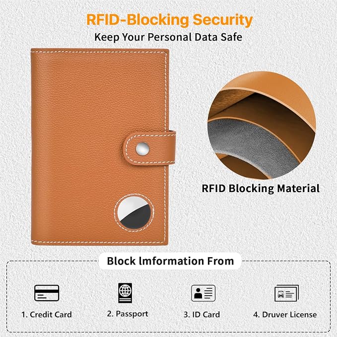 Genuine Leather Passport Holder, RFID Blocking Travel Wallet - Image 5