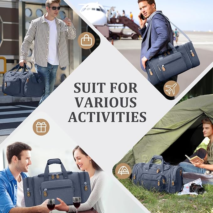 Gonex Canvas Duffle Bag for Travel 60L Expandable Duffel Weekend Overnight Bag - Image 7