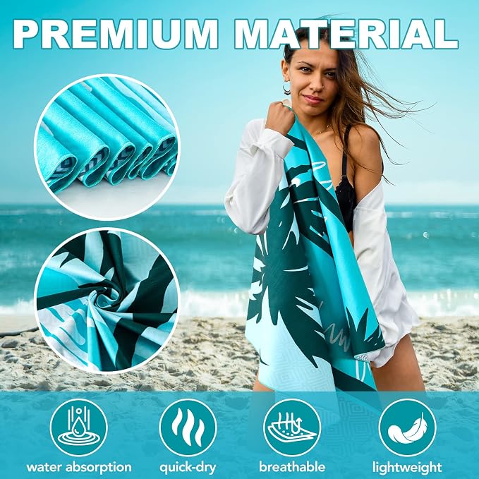 2 Pack Microfiber Beach Towel, Oversized Microfiber Pool Towel 75”x 35” - Image 7