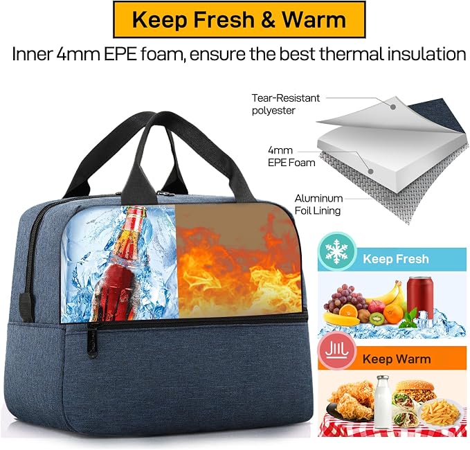 HOMESPON Insulated Lunch Bag for Women Men Lunch Box Cooler Lunch Tote for Work - Image 5