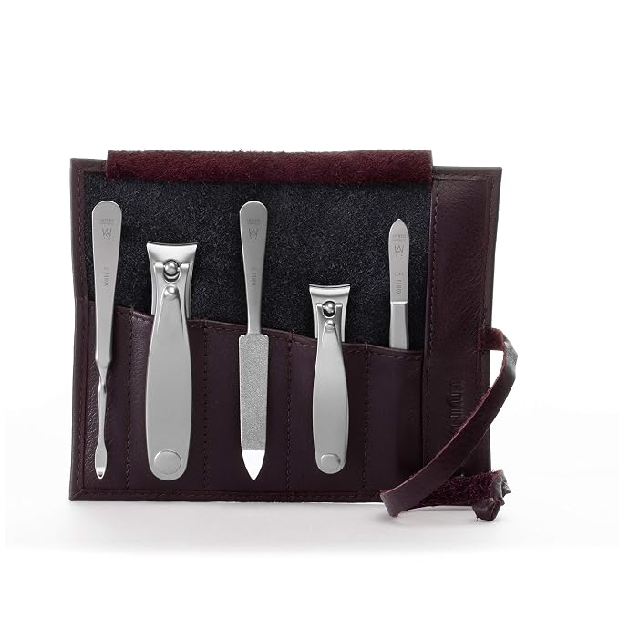 GERMANIKURE 5pc Manicure Set in Dark Purple Leather Case by GERMANIKURE