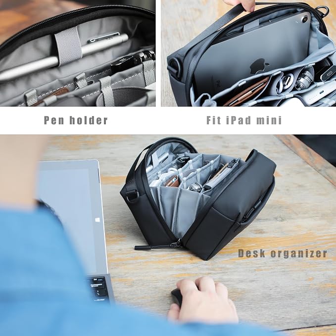 Alex T1 large storage electronics organizer travel case pouch, YKK - Image 2