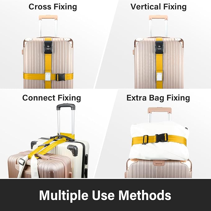Luggage Straps, 2 Pack Adjustable Heavy Duty Cross Suitcase Straps - Image 5
