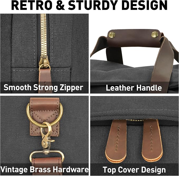 60L Travel Bags for Men, Nomad Canvas Duffle Bag Vintage Genuine Leather Travel - Image 5