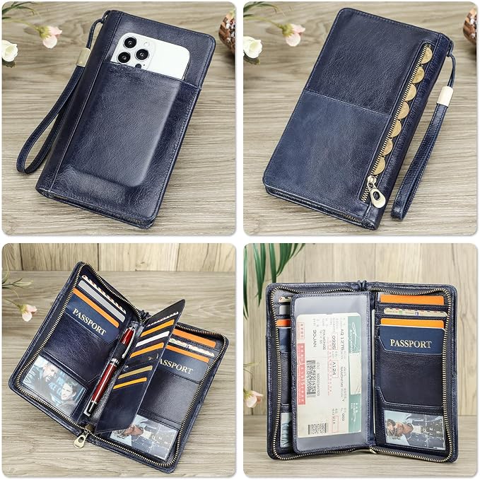 Top Grain Leather Customizable Travel Passport Wallet Holder - Image 3