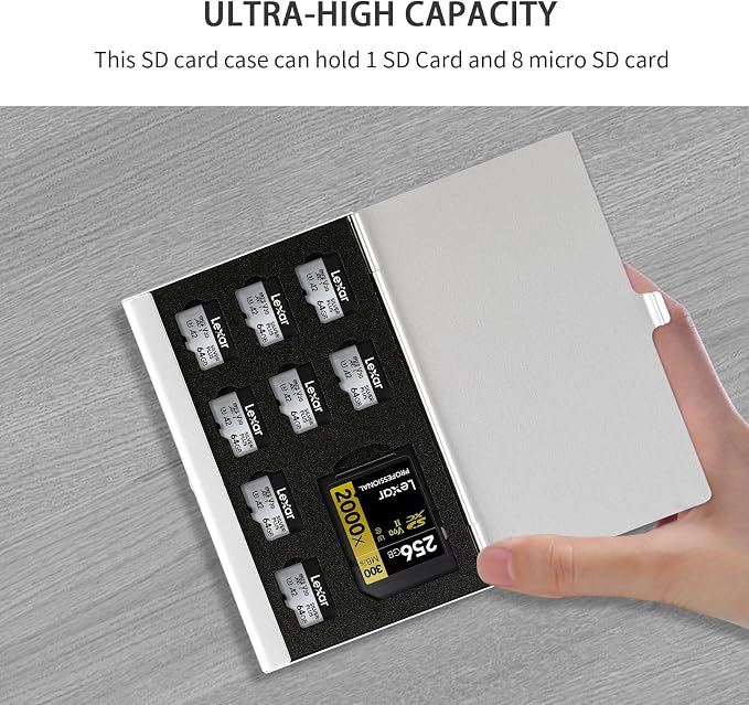 Aluminum SD Card Case, 9Slots Ultrathin SD Card Holder, Memory Card Storage - Image 2