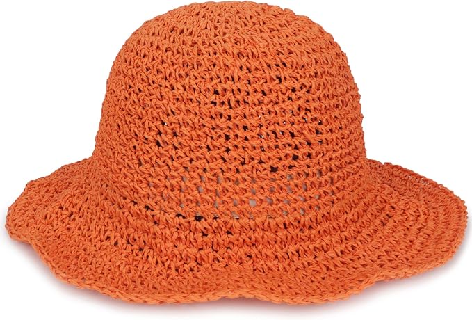 Womens Wide Brim Straw Sun Hat Foldable Floppy Crochet Beach Hat by Voilipex