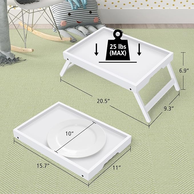 Artmeer Bed Tray Table with Folding Legs, Bamboo Breakfast in Bed - Image 4