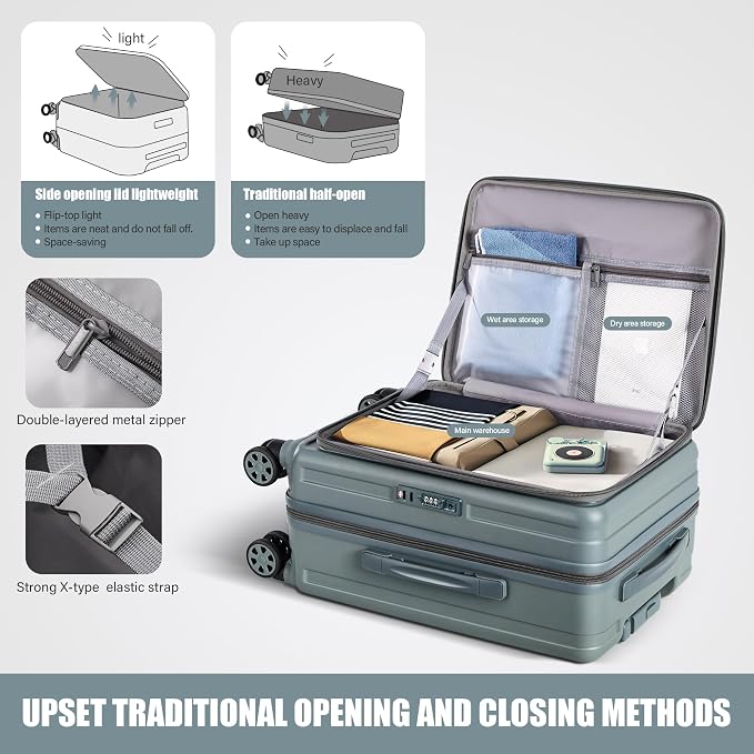 buy 0ne get 0ne free! Carry On Luggage Front Opening 20in Suitcase - Image 2