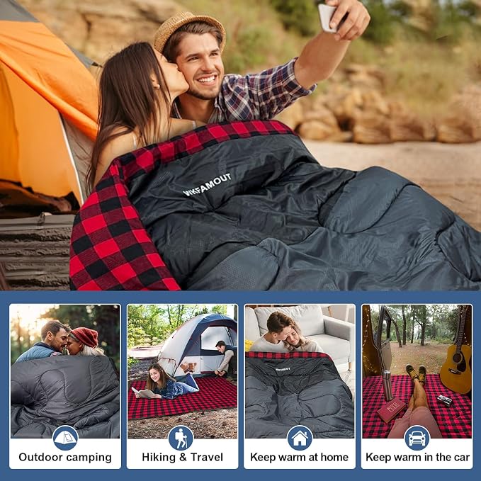 Double Sleeping Bag for Adults Machine Washable 2 Person Camping Sleeping Bag - Image 8