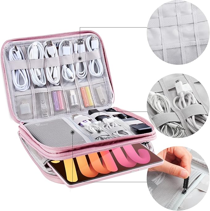 Electronic Organizer Travel Case, Travel Cable Bag, Water Resistant, Double - Image 5