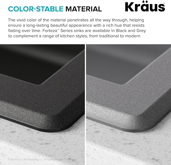 KRAUS Forteza 33-inch Drop In/Undermount Single Bowl Granite Kitchen Sink in - Image 9