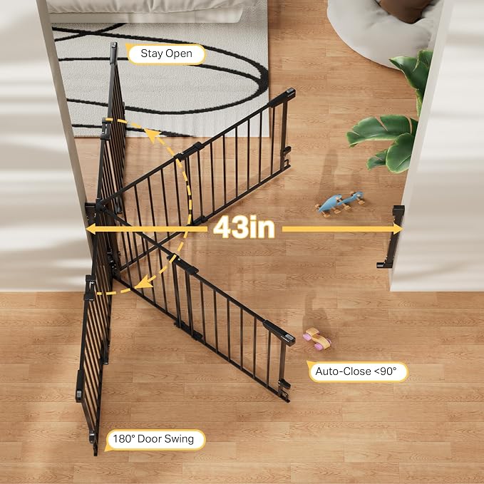 Cumbor 29.2–43" Baby Gate for Stairs, Wall-Mounted, Expandable No Bottom Bar - Image 8