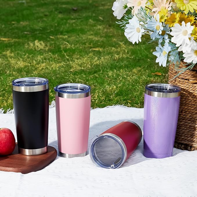 MEWAY 20oz Tumbler 4 Pack Double Wall Vacuum Insulated Travel Mug Bulk - Image 8