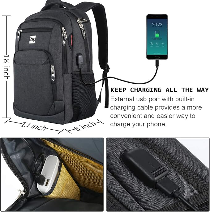 Laptop Backpack, Business Travel Anti Theft Slim Durable Laptops Backpack - Image 3