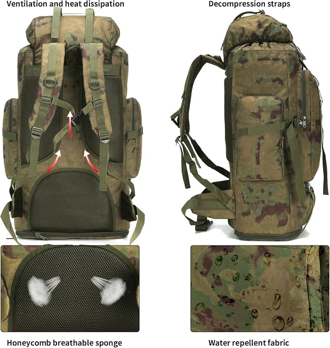 Hiking Backpack for Men 70L/100L Camping Backpack Military Rucksack Molle 3 - Image 3