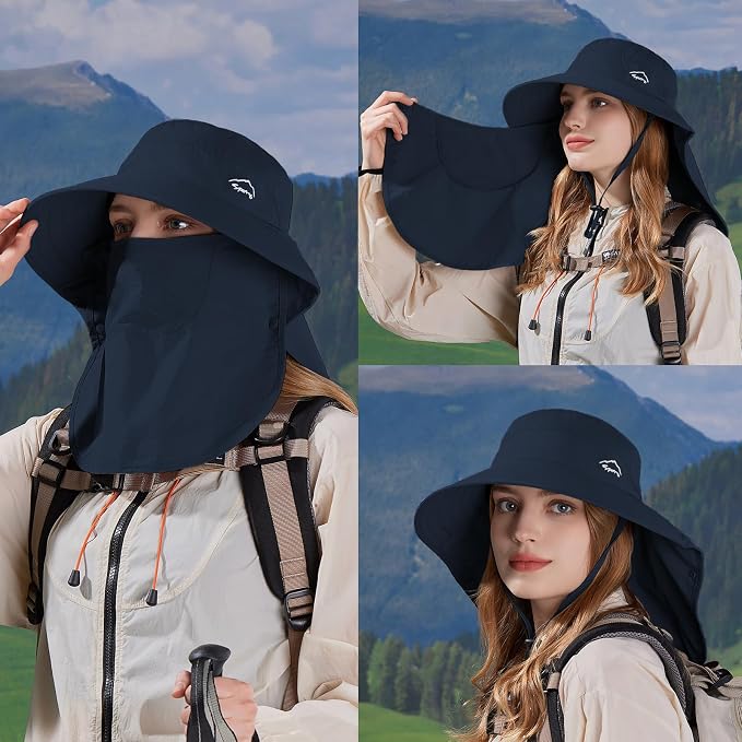 Sun Hat for Men Women with Neck Flap, UPF 50+ UV Protective Hiking Fishing Hats - Image 3