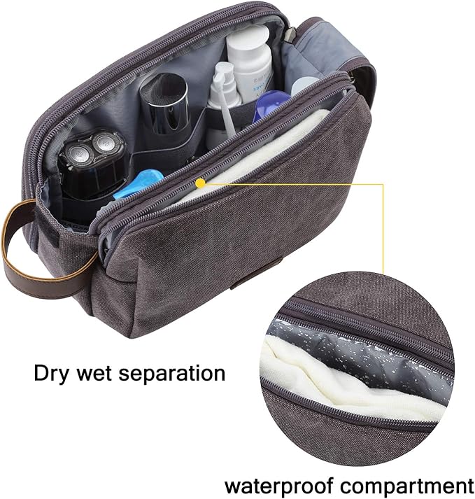 BAGSMART Toiletry Bag for Men, Canvas Travel Toiletry Organizer Dopp Kit - Image 3