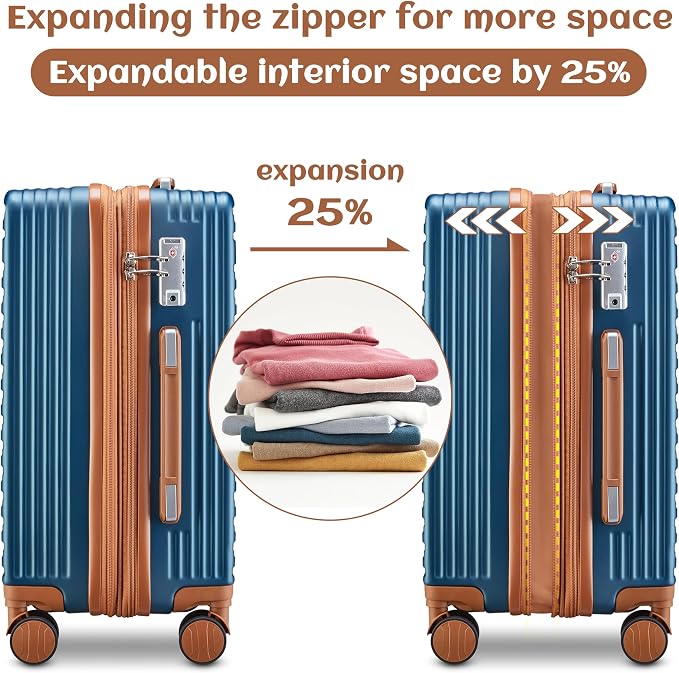 imiomo Luggage Sets 3 Piece, Expandable Hardside Suitcase Set - Image 2