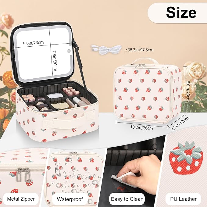 Makeup Bag With LED Mirror, Travel Makeup Case with Light up Mirror Fashion - Image 5