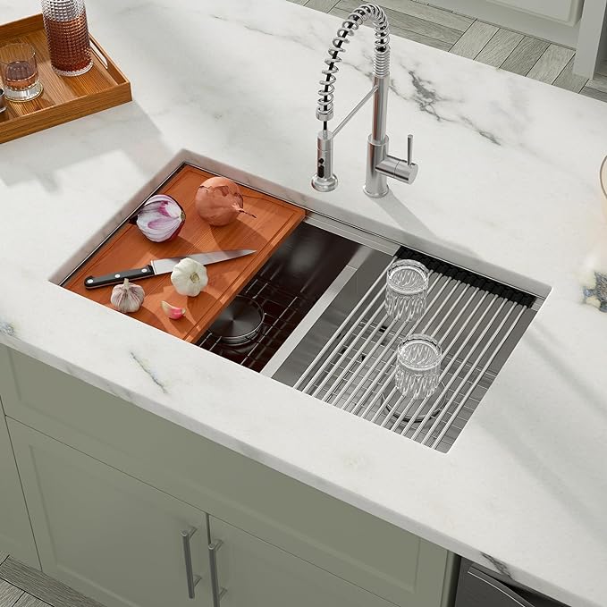 Dcolora 33 Inch Double Bowl Kitchen Sink Undermout Workstation 16 Gauge - Image 2