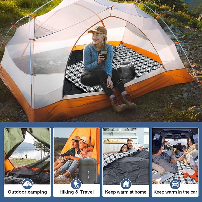 Double Sleeping Bag for Adults Machine Washable 2 Person Camping Sleeping Bag - Image 8