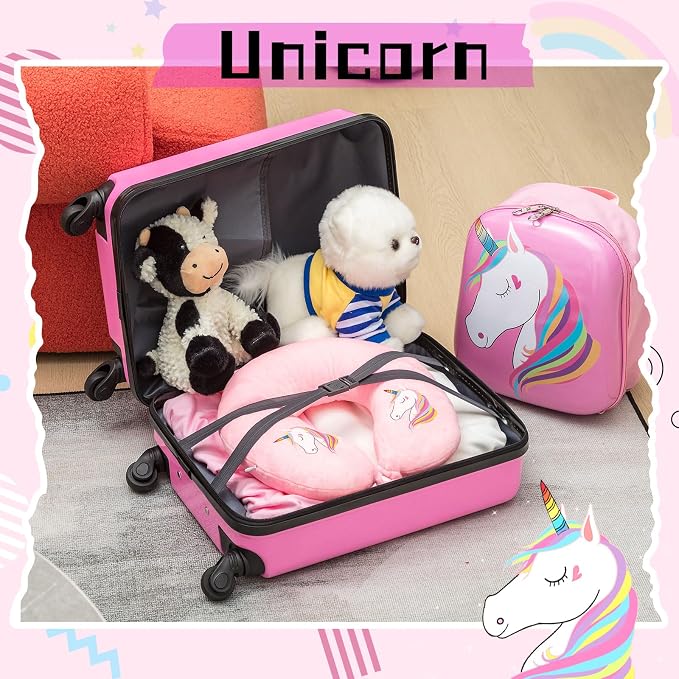 Sanwuta 4 Pcs Kids Luggage Set Kids Backpack Travel Rolling Suitcase - Image 6