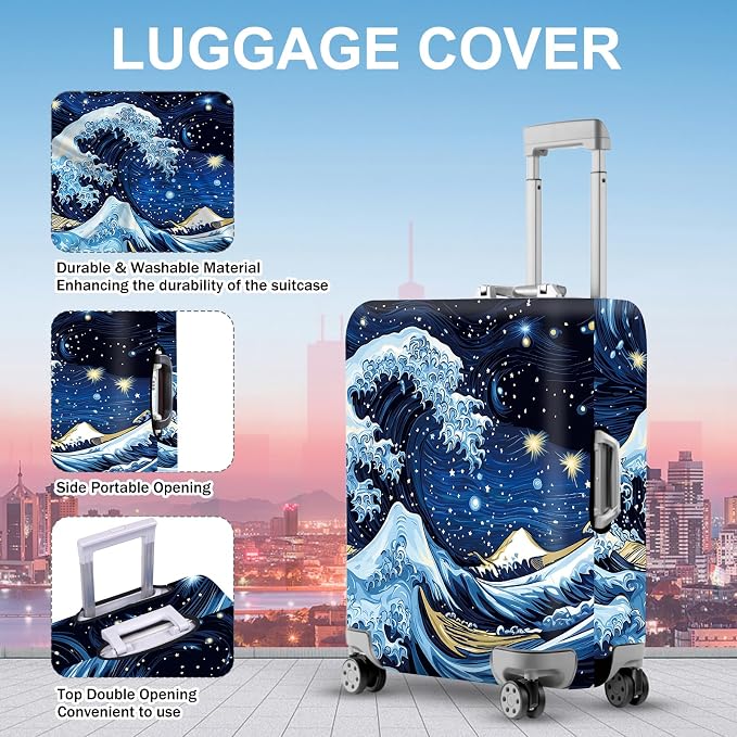 ANNA QUEEN Starry Ocean Wave Luggage Cover, Suitcase Protector - Image 3