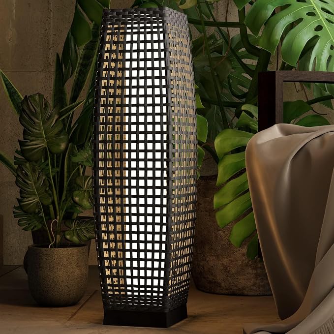 Grand patio Outdoor Floor Lamp Solar Powered Lantern Water-Resistant Wicker by GrandPatio