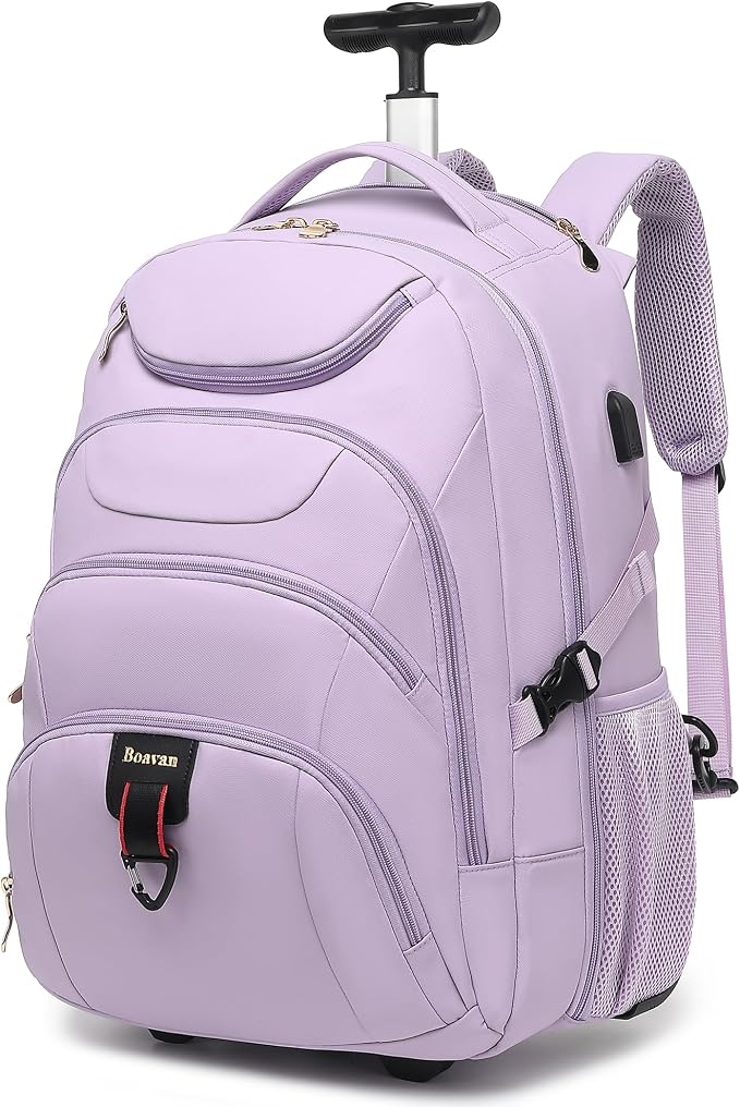 Boavan Rolling Backpack for Women, 17.3 Inch Wheeled Laptop Backpack, Large by Boavan