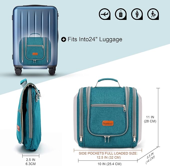 Hanging Travel Toiletry Bag for Women and Men, 6 Organizer Compartments - Image 5