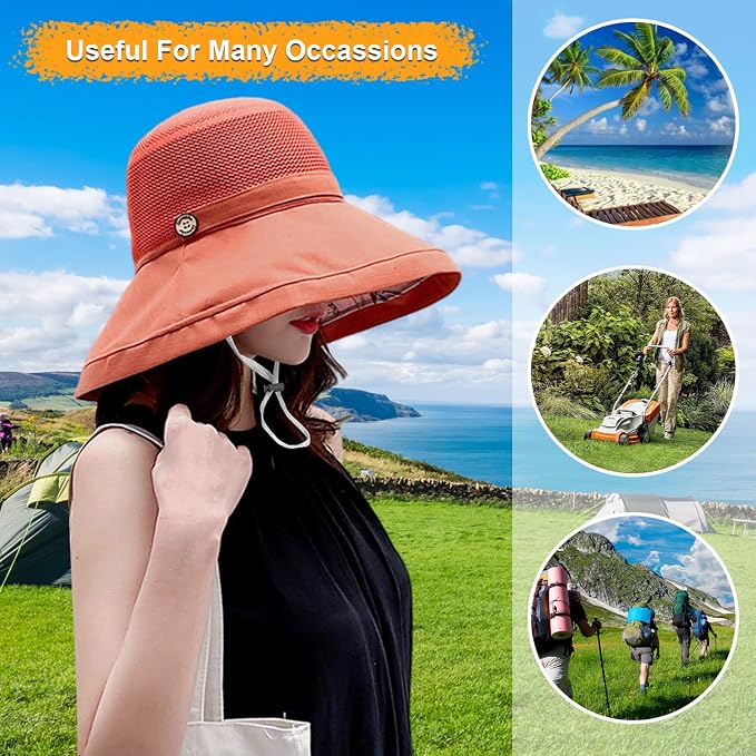 Women Wide Brim Sun Hats Metal Wired Edge Summer UV Protection Beach Fishing Hat - Image 6