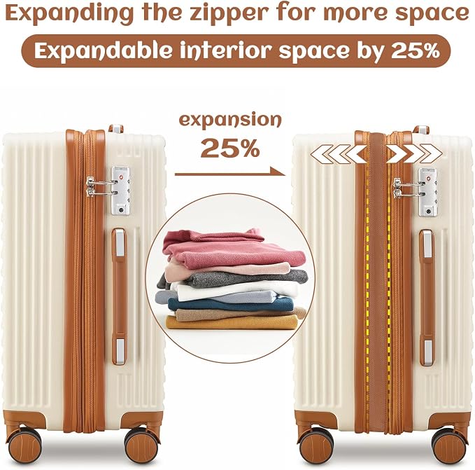 imiomo Luggage Sets 3 Piece, Expandable Hardside Suitcase Set - Image 2