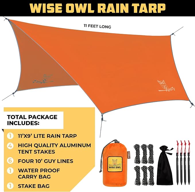 Wise Owl Outfitters Hammock Rain Fly – Waterproof Camping Tarp Cover - Image 2
