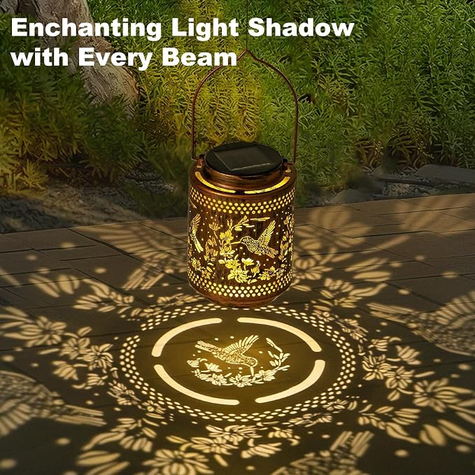 Solar Lanterns Outdoor Waterproof Hummingbird and Iris Garden Decor Gifts - Image 5