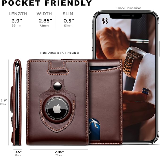 SERMAN BRANDS RFID Blocking Slim Bifold Genuine Leather Minimalist Front Pocket - Image 4
