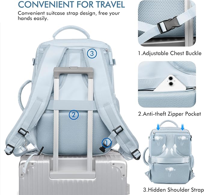 Beraliy Travel Backpack for Women Men, Carry On Backpack, 16 inch Laptop - Image 7