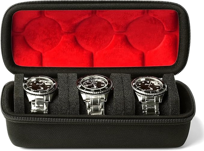 3 slots Watch travel case, Hard watch roll, travel watch case organizer holder - Image 2