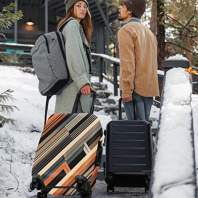 ANNA QUEEN Modern Geometric Luggage Cover, Abstract Striped Suitcase Protector - Image 7