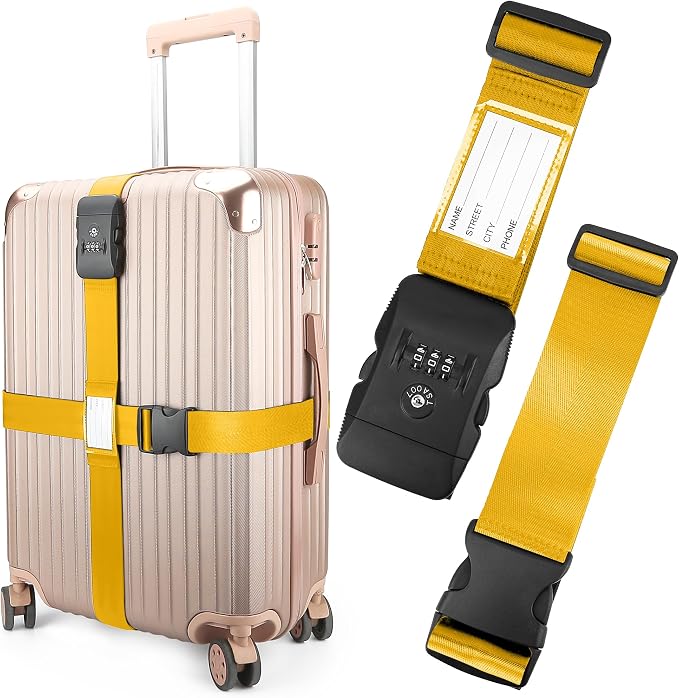 Luggage Straps, 2 Pack Adjustable Heavy Duty Cross Suitcase Straps by LUCKLISA