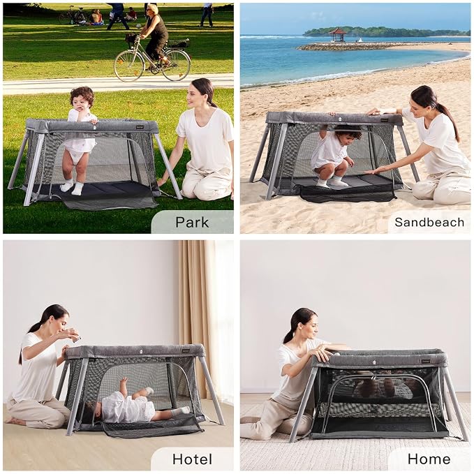 2 in 1 Portable Travel Crib for Toddler, Foldable Crib for Baby, Lightweight - Image 9