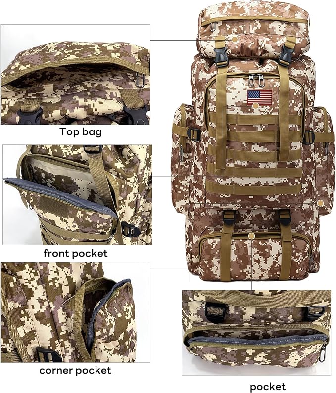 80L 2Pcs Hiking Backpack for Men - Image 4