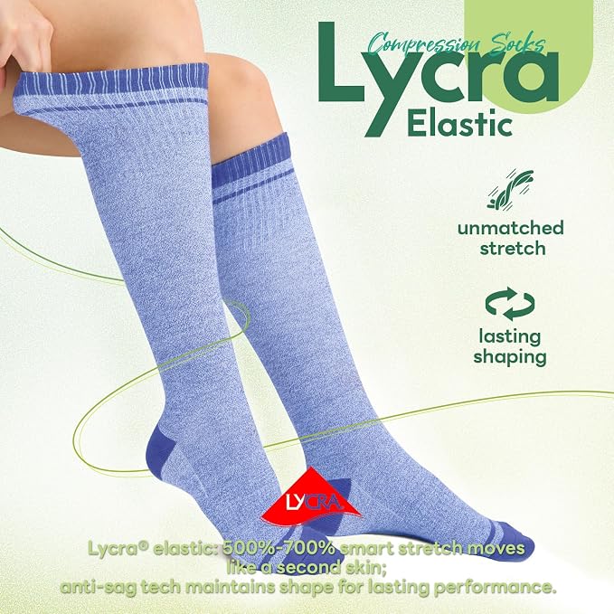 Mens Compression Socks for Men Women, 15-20 mmHg Bamboo Viscose Knee High Soft - Image 4