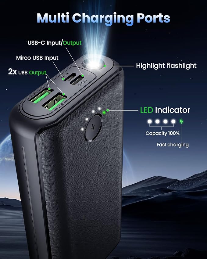 Portable Charger Power Bank 40000mah, USB C Fast Charging 22.5W External - Image 4