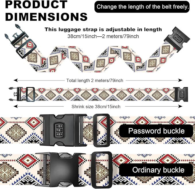 2 Pack Luggage Straps, Adjustable Cute Printing - Image 7
