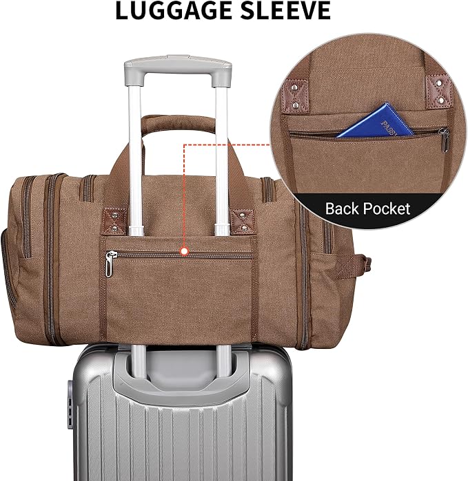 WITZMAN Mens Duffle Bags for Traveling Canvas Weekender Travel Bag Expandable - Image 7