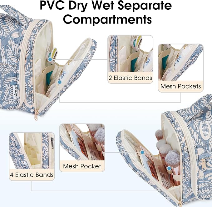 Narwey Hanging Toiletry Bag for Women Travel Makeup Bag Organizer Toiletries - Image 3
