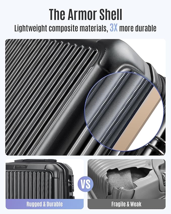LIGHT FLIGHT Carry On Luggage 22x14x9 Airline Approved, Durable Hard Shell - Image 4